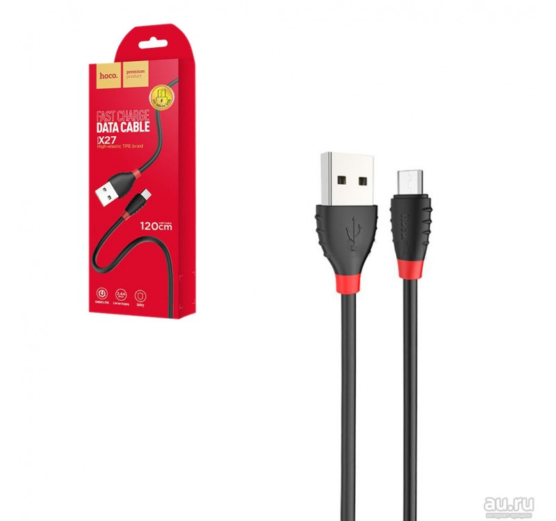 Шнур удлинитель USB 2,0 - Micro USB (1,0м) hoco X27