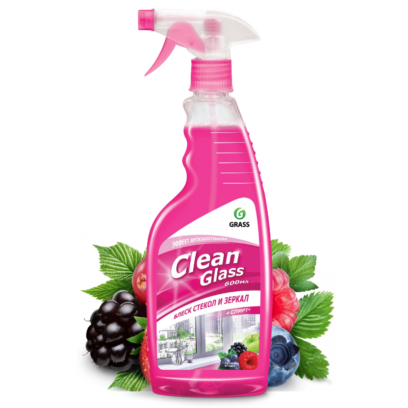 Средство для мытья стекол и зеркал GRASS "Clean glass" лесные ягоды (0,6 л) 125241
