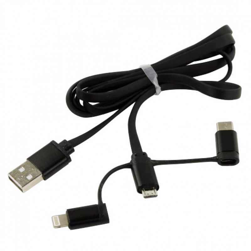 Шнур удлинитель USB 2,0 - 3 в 1 lightning/micro/TYPE-C USB (1,2м)  Smartbuy