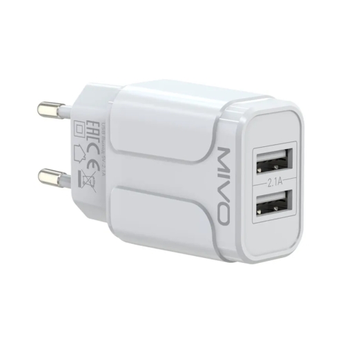 Зарядное устройство сетевое MIVO USB 2 порта 220V 2,1А MP-222