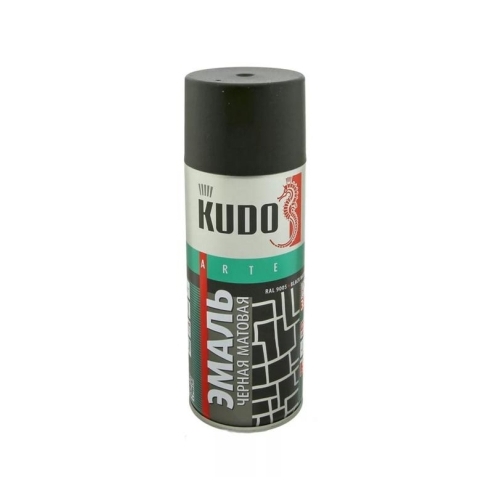 Краска аэрозольная эмаль спрей KU-1102 Чёрная матовая 520 мл. KUDO