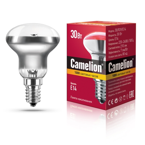 Лампа накаливания R39 30Вт 230v Е14 Camelion