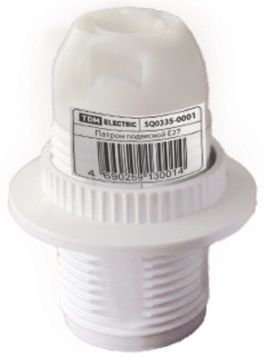 Электропатрон для ламп Е14 с кольцом, термостойкий пластик, белый, TDM