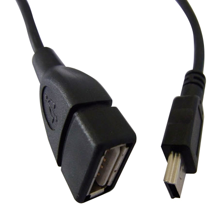 Шнур удлинитель USB 2,0 (гнездо OTG) - mini USB (0,3м) 