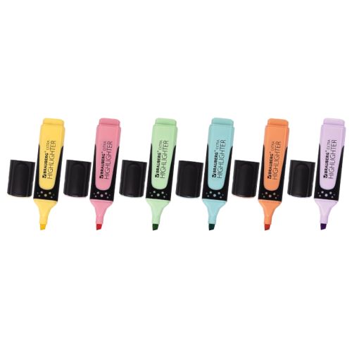 Маркер-выделитель текста НАБОР 6 шт BRAUBERG EXTRA PASTEL линия 1-5 мм 151757