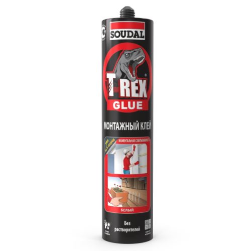 Клей ЖГ SOUDAL T-REX монтажный моментальная схватываемость (380 г) белый 