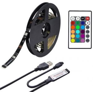 Лента  светод. TV LED STRIP RGB (30 LED/1м) IP65 (комплект лента 5м +контроллер USB) черная