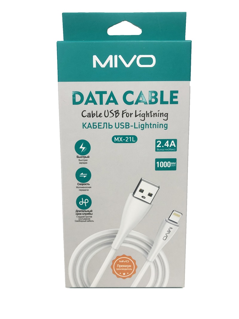 Шнур удлинитель USB 2,0 - iPhone lightning (1,0м) MIVO MX-21L