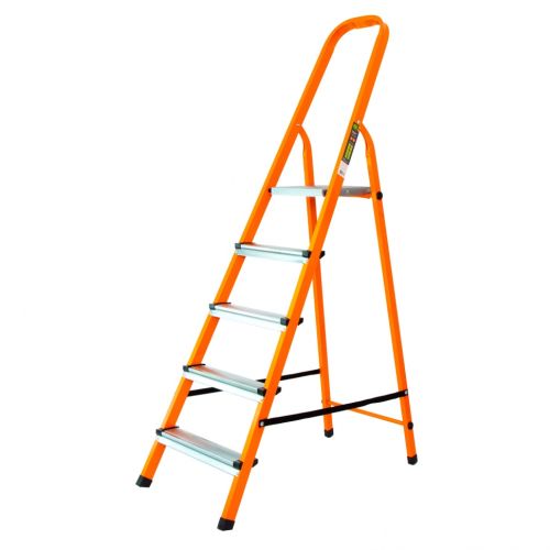 Лестница стремянка  5 ступеней, стальная СИБРТЕХ оранжевая 97965