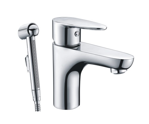 Смеситель для умывальника с гигиенической лейкой Wasser Kraft Leine 3508, хром