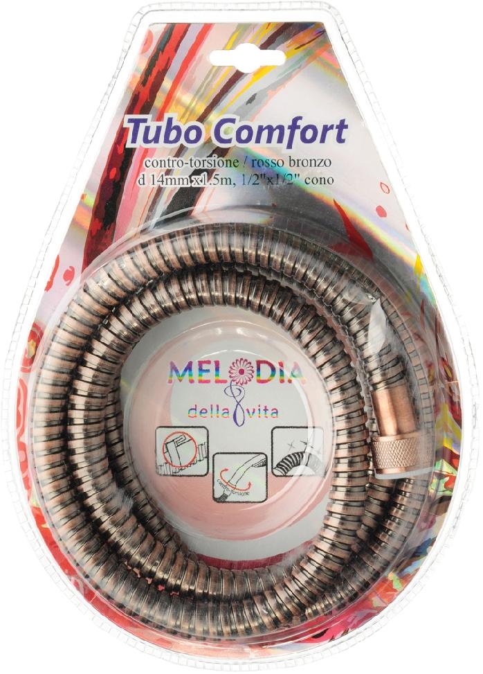 Шланг для душа силикон 1,5м имп./имп. MELODIA ANTI-TWIST MKP34438BLgu сталь