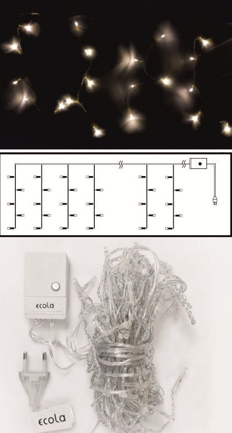 Гирлянда Ecola бахрома 80 Led 4000K  8 режимов прозрач.провод 3х0,5м N2RV03ELC IP20