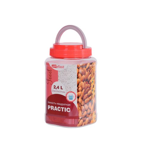Контейнер для хранения продуктов  2,4 л Practic квадратная 123х123х219 ЭЛФ541