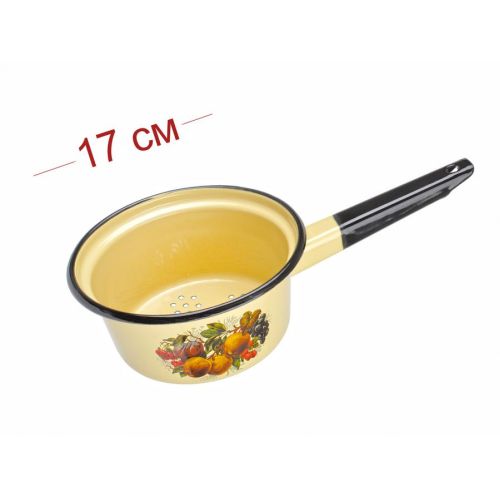 Дуршлаг эмалированный 0,8л палевый, с декором