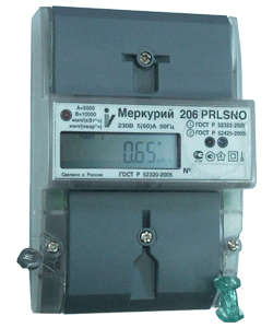 Счетчик электроэнергии 1-фазный Меркурий 206 RN 5-60А, 230 Вольт, ЖКИ, DIN (многотарифный)