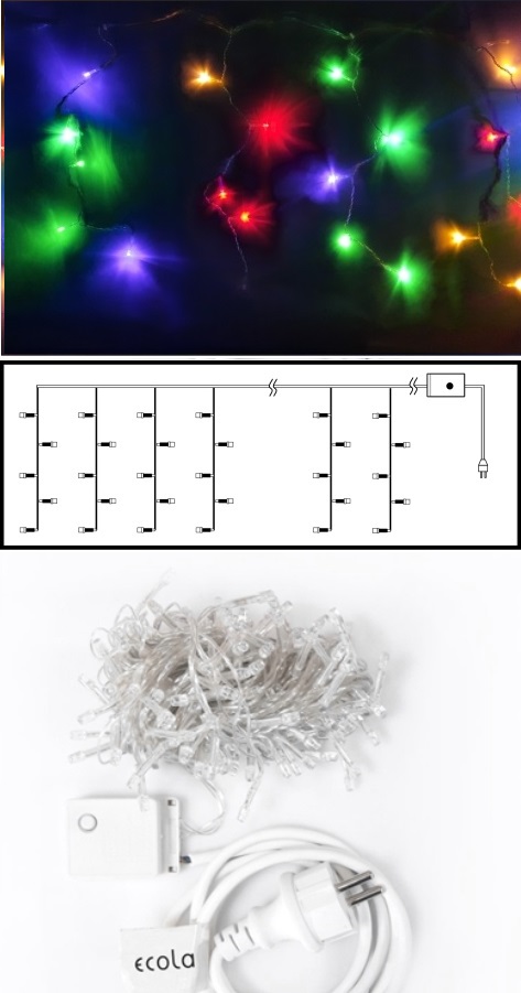 Гирлянда Ecola бахрома135 Led RGBW  8 режимов прозрач.провод 5х0,5м N4RM05ELC IP44