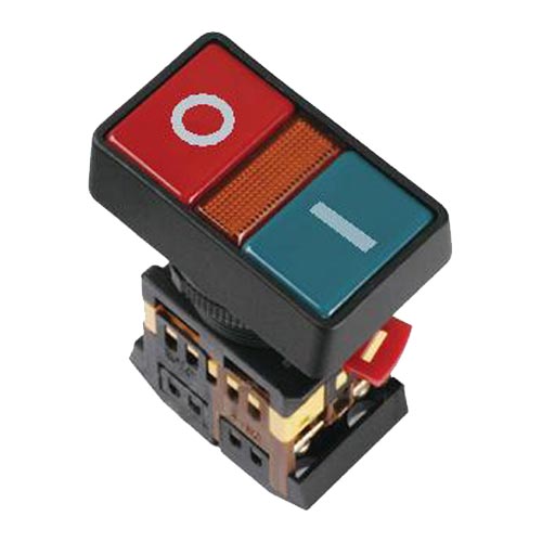 Кнопка двойная с подсвет. неон ИЭК PPBB-30N 1-0, 230B, 1з+1р