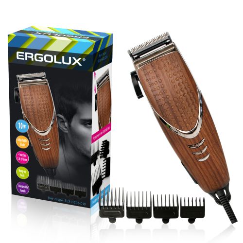 Машинка для стрижки волос, 10Вт, 220-240В ERGOLUX ELX-HC02-C10 коричн. дерево