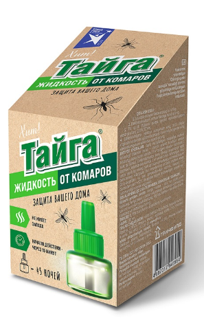 Средство флакон с жидкостью для фумигатора от комаров Тайга 45 ночей