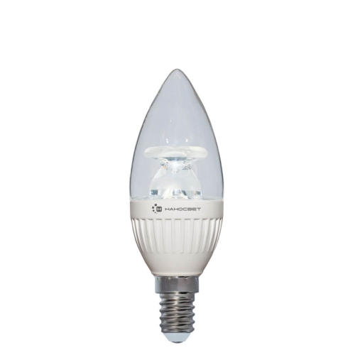 Лампа светодиодная свеча Е14 6,5Вт 220В 4000К холодная, прозрачная НАНОСВЕТ L213