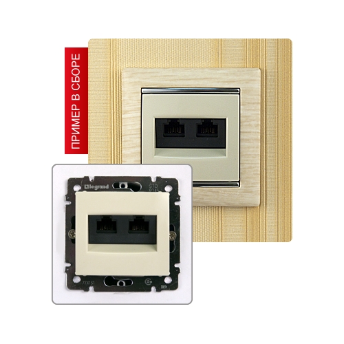 Механизм розетки компьютерной RJ45 5e UTP 2-я без захватов VALENA слоновая кость Legrand (774139)