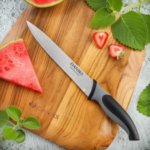 Нож кухонный Daniks, Модерн, нержавеющая сталь, 20 см, для мяса, YW-A040-SL/YW-A04