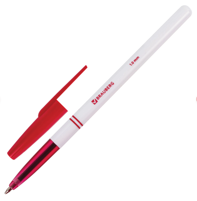 Ручка канц. шариковая красная 0,5mm маслянная BRAUBERG "Офисная" 140892