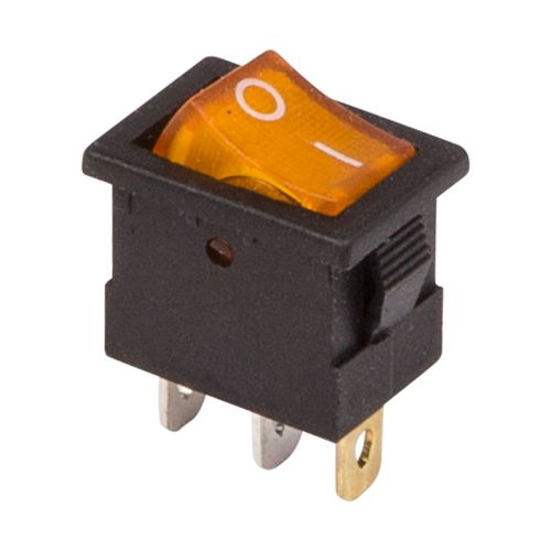 Выключатель клавишный с подсветкой 12V 15А (3с) ON/OFF желтый с подсветкой Mini