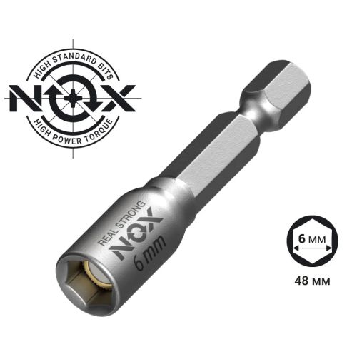 Бита насадка для кровельных саморезов  6 мм, 48 мм NOX NUT SETTER 556001 / 556020
