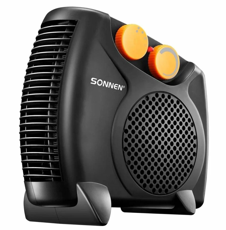 Тепловентилятор SONNEN FH06, 1000/2000Вт, 2 режима работы,черный/оранжевый, 457781
