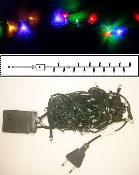 Гирлянда Ecola 8м 120 Led RGBW нить 8 режимов зел.провод N2GM08ELC IP20