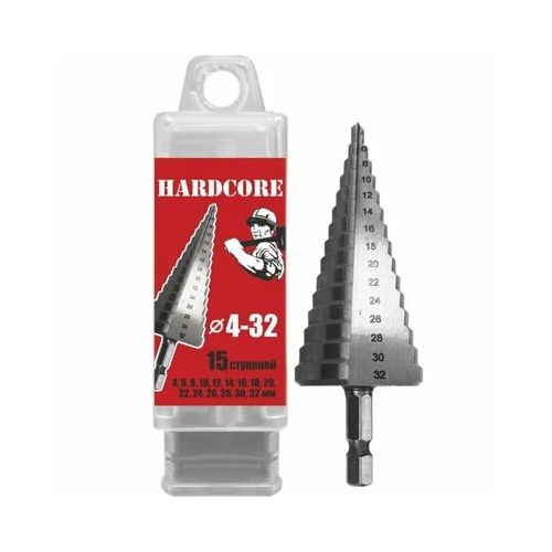Сверло по металлу ступенчатое 4-32 мм Hardcore 142432