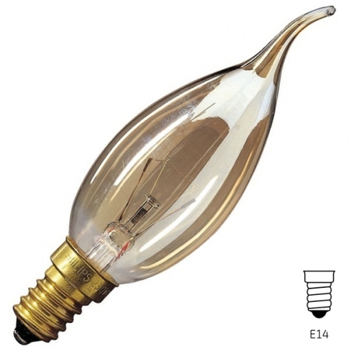 Лампа накаливания свеча на ветру DECOR С35 FLAME GL 60W 230V E14 золотая FOTON