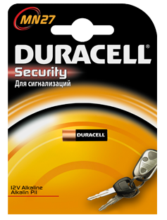 Батарейка A27 MN27 12v DURACELL D- 7,7 H-28,2 для автосигнализаций
