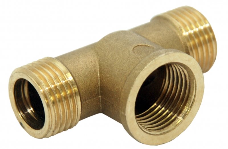 Тройник латунь  1/2"(15мм) нар.-вн.-нар.