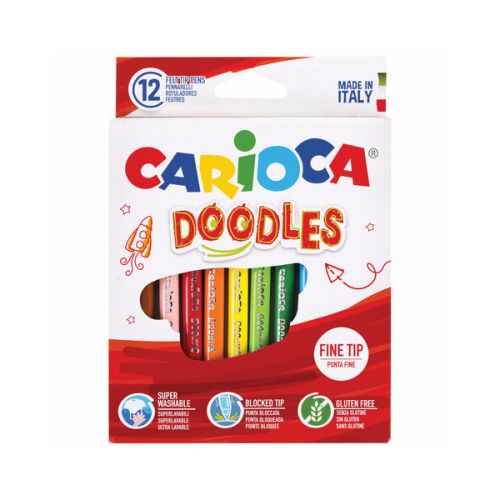 Фломастер 12 ЦВЕТОВ CARIOCA "Doodles", 151918