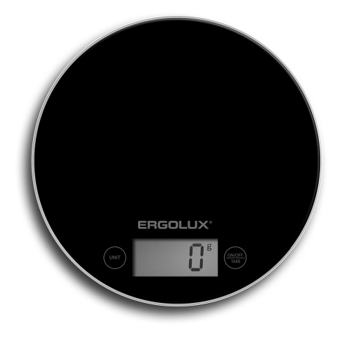 Весы кухонные ELX-SK03-C02 черные  (до 5 кг) 185мм круглые Ergolux