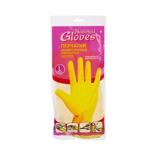 Перчатки хозяйственные латексные GLOVES размер L (большой)
