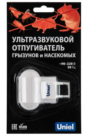Отпугиватель ультразвуковой от грызунов и насекомых UDR-E10 UNIEL до 30 м2