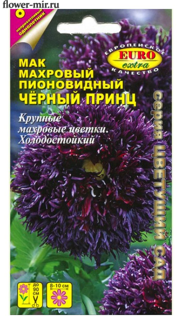 Семена Цветы Мак Черный принц махр, 0,05г., Аэлита Э
