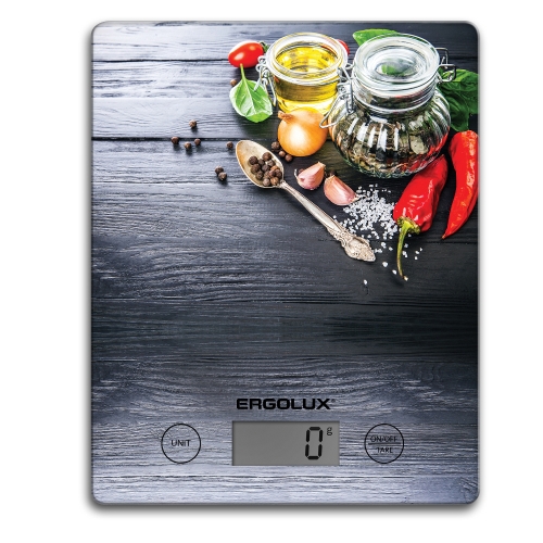 Весы кухонные ELX-SK02-C02 черные, специи  (от 1 г до 5 кг) 195*142мм Ergolux