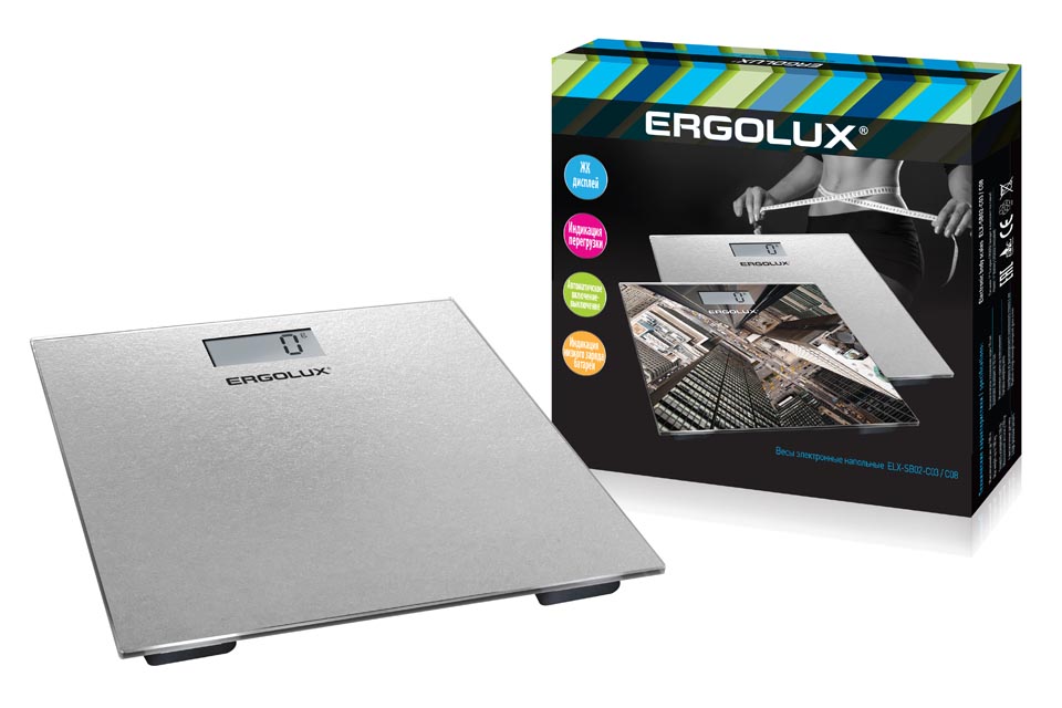 Весы напольные ERGOLUX ELX-SB02-C03 серые металлик до 180 кг