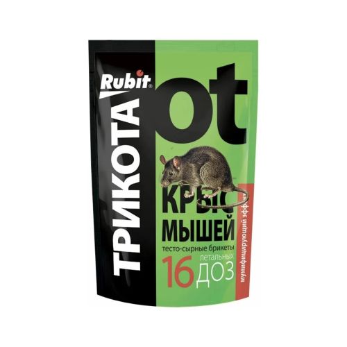 Средство от крыс ТРИКОТА тесто-сырные брикеты (зеленая упаковка) 16 доз 150 гр