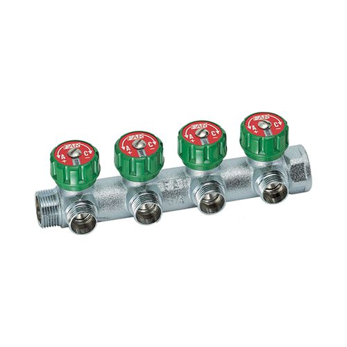 Коллектор латунь 3/4"х1/2 нар.с шар. кранами на 4 вых FAR
