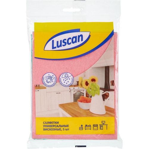 Салфетка универсальная из вискозы Luscan 30х38 см 5 шт 550010
