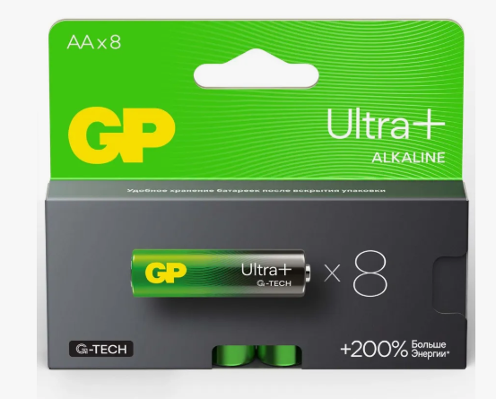 Батарейка AAA LR03 GP ULTRA+ G-TECH D-10,5 H44,5  (УПАКОВКА 8 шт) 