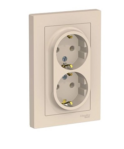 Розетка 2-местн. СУ з/к бежевый AtlasDesign Schneider Electric ATN000224