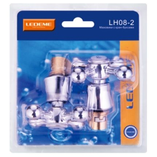 Кран-букса керамика  1/2" с маховиком  крест. LEDEME LH08-2 (ПАРА)