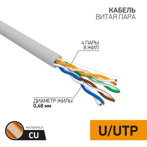 Витая пара UTP  4х2х0,51 5е кат. Кабель