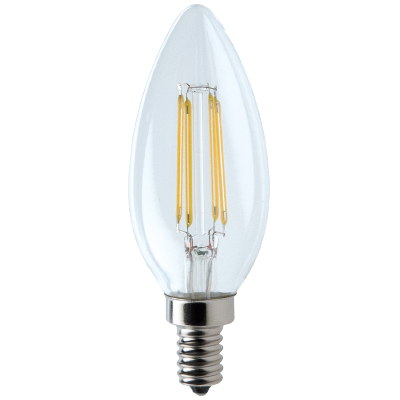 Лампа светодиодная свеча Е14  6 Вт 220В 3000K 600Лм теплая, прозрачная Filament FOTON